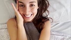 German brunette Ana indulges in outdoor solo masturbation