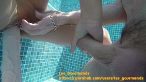 Sex in the Pool in Greece, with a Rambone Dildo and a Big Underwater Cumshot