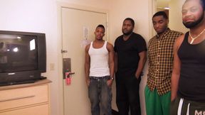 Hotel Gangbang with Chubby Lady and four Dicks