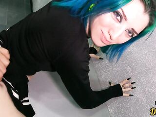 Cute blue haired student enjoys a bit of ass after school