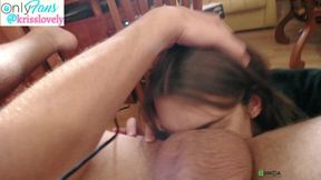 Teen amateur gives rimjob with hand job and ass worship