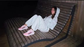 I talked a married beauty at the country club into coming to my room to warm up .