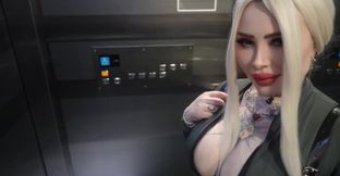 Sexy Curvy Busty Blonde Bombshell Gives a Stranger Unforgettable Blowjob In the Elevator
