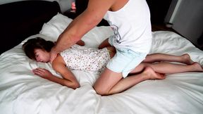 STEPBRO MASSAGE ENDS WITH CRAZY ANAL AND ASS FULL OF CUM FOR PETITE STEP SISTER