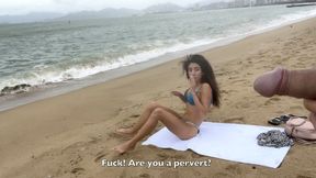 Katty West In Babe Can I Cum On Your Tits? - Public Cock Flashing On The Beach
