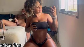 Interracial fuck with hot Ebony babe and her step-bro