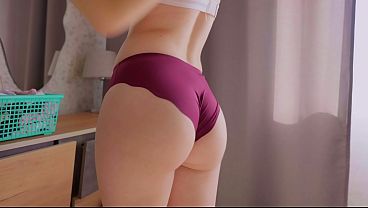 Stepmom strips and shows off her juicy booty in a lingerie tease!