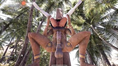 her ass is made for the huge cock of the awakened statue that rhythmically fucks her