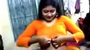 Ordinary looking Indian brunette poses in and without her clothes