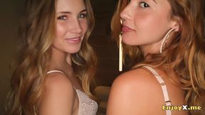 Sensual lesbian angels share awesome nudities with heavy toy