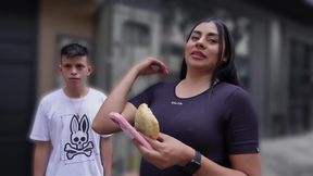 I fulfill my bet by a virgin empanada seller