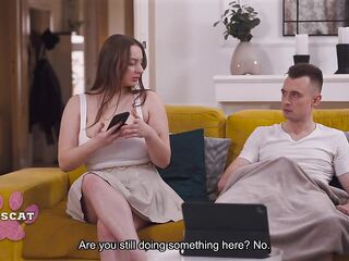 Step Mama Catches Busty Amber Bloom Jerks Step Bro on Daybed Spanks Her During Doggy