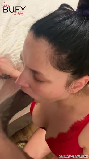 A little Latina slut is having his mouth fucked by a black guy with a big dick. BBC