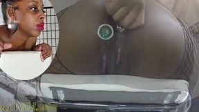 Ebony Cutie with Big Hair Takes it Up the Ass on a Bar Stool