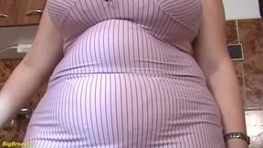 Chubby mature wife fingering her cunt and bouncing her monster tits