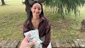 Slutty Pretty Brunette PAWG Lets a Stranger Deepthroat & Fuck Her Hard In The Park For Money