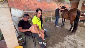 Curvy Latina Milf needs two hunks to come down.