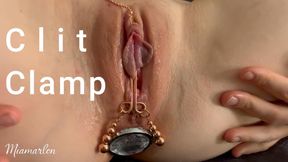 Clitoral Clamp, Gemstone Anal Plug and Vibrator Lead to an Intense Female Orgasm