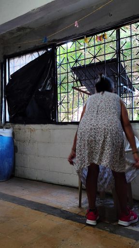 Granny gets hot while doing laundry