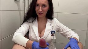 Brunette nurse draining all my cum in the hospital shower!
