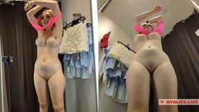 Public Try-On - No Bra, No Panties, Just See-Through Clothes