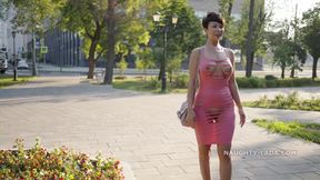 I cut my dress and went for a walk around the city