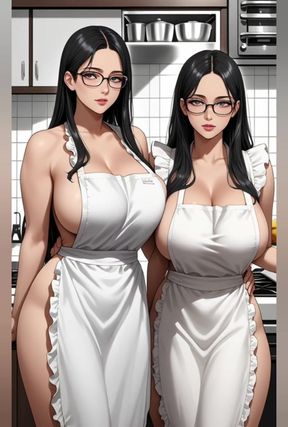 hot lesbians kiss in kitchen (Ai animation)