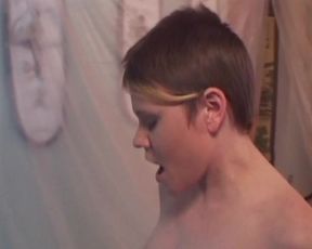 Blonde French whore gets sprayed with piss in lesbian action