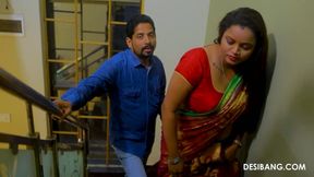 Newly Married Desi Wife in Silk Saree Fucked at DesiBang