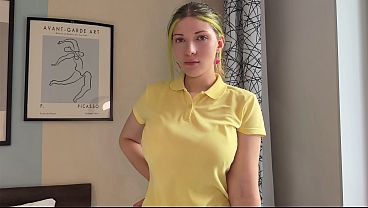 Amateur babe delivers and gets fucked in a big tit POV