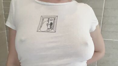 I play with my tits and caress my nipples in the shower. Touch them