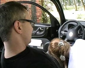 Picked-up German teen drinks cum after threesome fuck