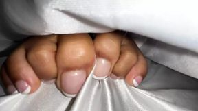 Ebony Girl Under Her Covers in Bed Show off Feet
