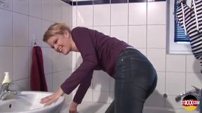 A Slim Blonde Whore From Germany Gets a Quick Fuck Before a Shower