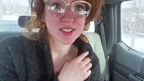 Horny MILF Plays with Pussy in the Back Seat