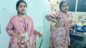 Maid aunty was sick so she sent her virgin step-daughter for work today