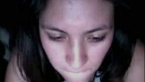 Skinny Mexican teen sucking big dick deepthroat in amateur clip