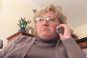 Blonde BBW mature French fucked until creampie