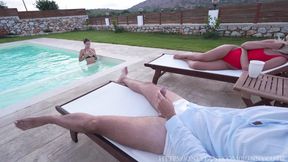 Our Girl Friend Caught Us And Masturbated Looked On Us 4K