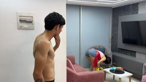 Finally I was left alone with the maid I ended up giving her a hard fuck by her tight ass.