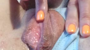 Fleshy lips close up very wet