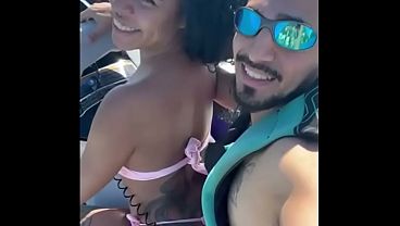 Naughty young wife cheats on her husband with jet ski instructor in front