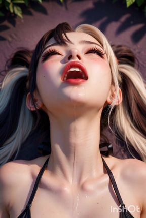 Horny AI slut masturbates on the floor until she cums