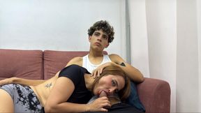 I fuck my stepmom really hard while watching a movie