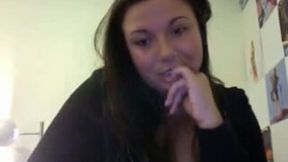 A bit bored kinky amateur webcam brunette girlie showed off her cleavage