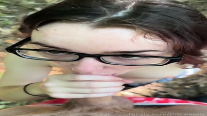 Cutie Sucks Dick Outdoors