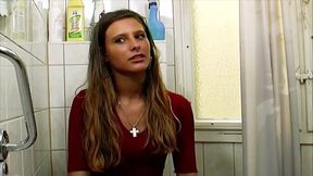 An amazing looking German teen loves sucking a hard cock