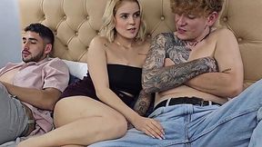 Cuckold boyfriend lets his stepbro fuck his gf's pussy together