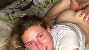 Anal fuck makes horny boyfriend finish his cock fast inside her