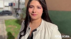 Busty teen Latina fucks with a fat old guy on a bed